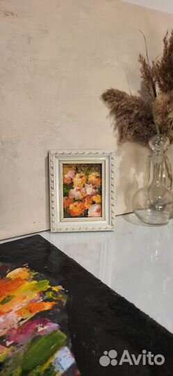 Пионы буйство. Цветы. Картина маслом на картоне