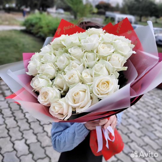 Крупные Розы Эквадор Букет 51 Роза Доставка Челны