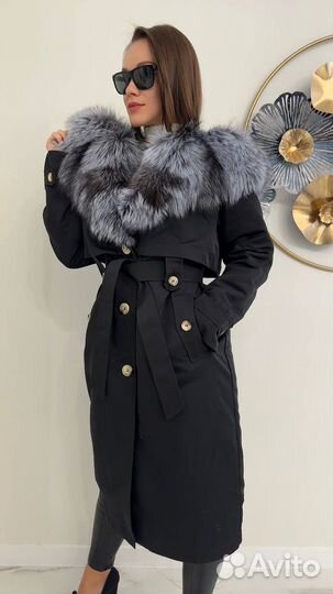 Парка удлиненная с натуральным мехом зимняя