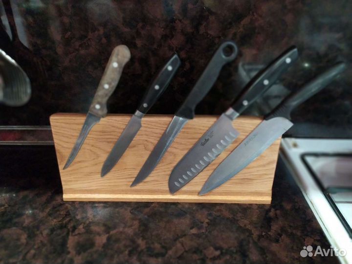 Держатель для ножей из дуба с неодимовыми магнитам