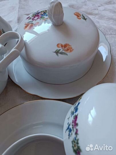 Столовый сервиз гдр мейсенский букет