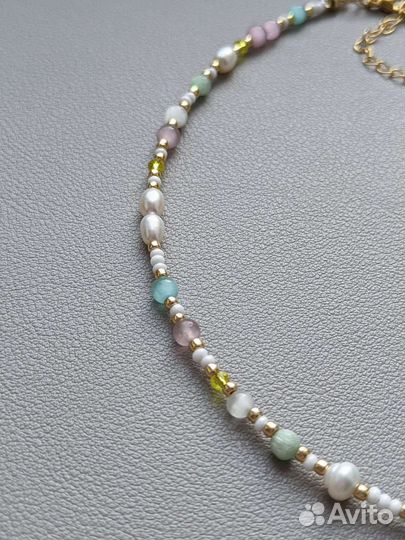 Колье чокер из натуральных камней