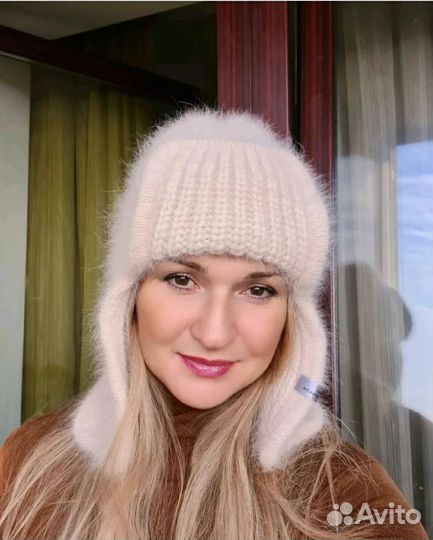 Шапка ушанка вязаная