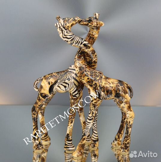 Большая статуэтка пара жираф Collage фарфор шелк