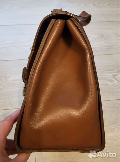 Винтажная кожаная женская сумка 33х23х14