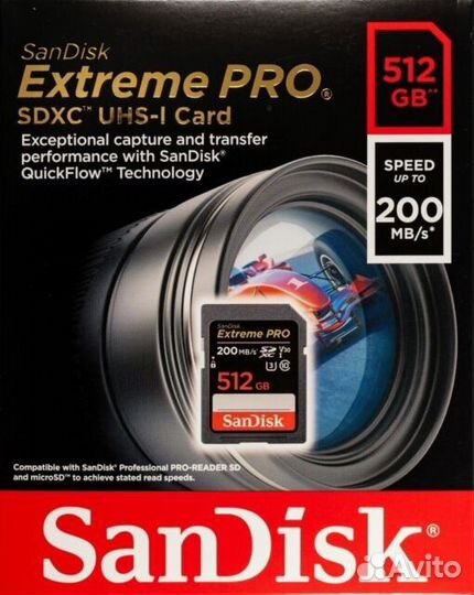 SanDisk Extreme PRO (4K) 200mb/s 512Gb sdxc