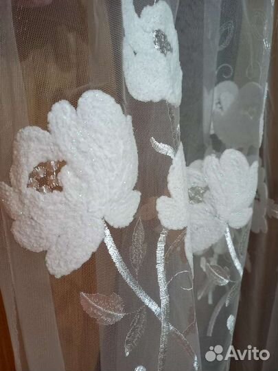 Тюль новый микросетка с розами