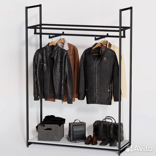 Стеллаж для одежды в стиле Лофт A17120-01-чб (170х