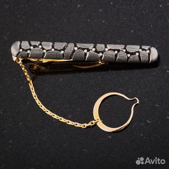 Зажим для галстука из желтого золота с бриллиантам