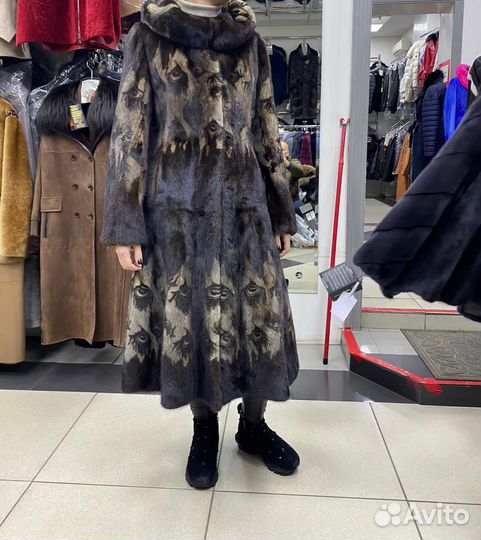 Шуба норка с капюшоном