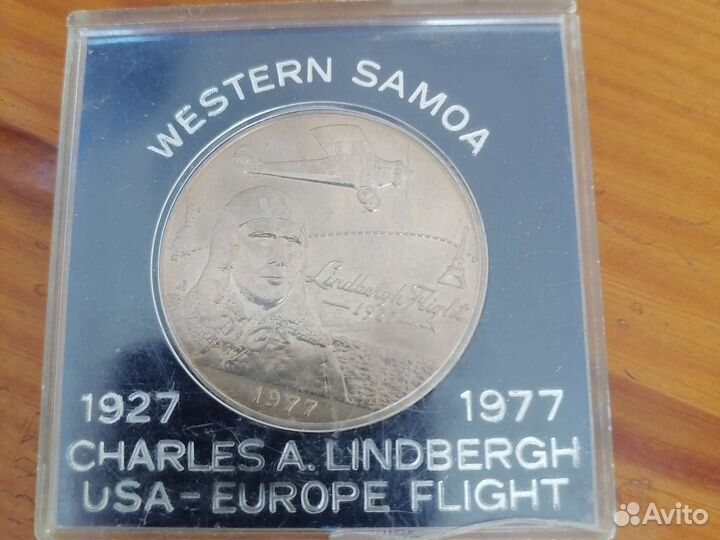 Монета Charles A. Lindbergh western Samoa