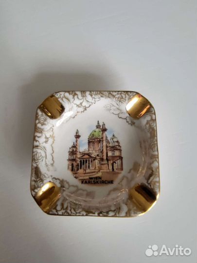 Винтажная фарфоровая пепельница Австрия, позолотой