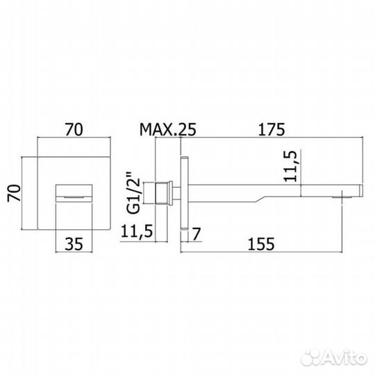 Излив для ванны 155 мм Paffoni Tango zboc120CR