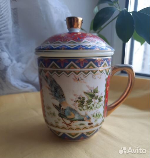 Бокал с крышкой заварник с розеткой Япония