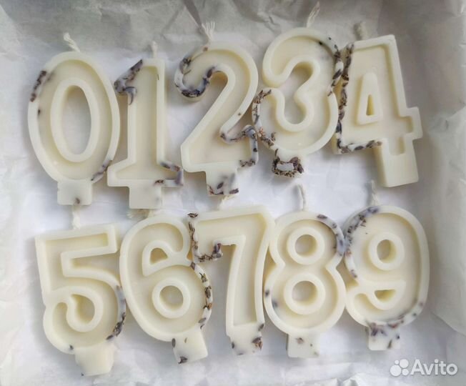 Свечи цифры с сухоцветами