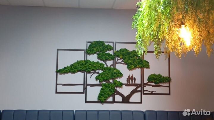 Интерьерная картина фитостена озеленение со мхом