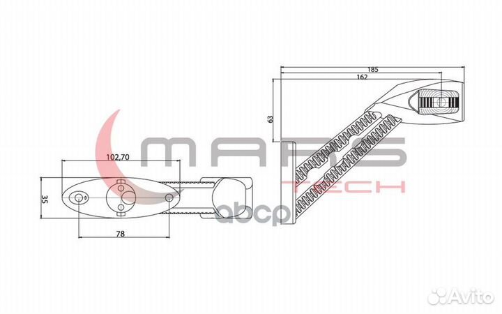 M720213 фонарь габаритный рожок LED 24V прямоу