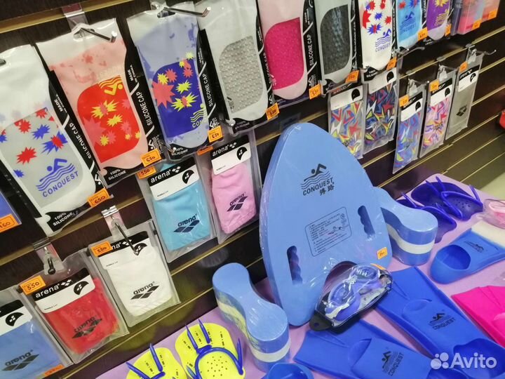 Шапочки очки для плавания колобашка ласты досточка