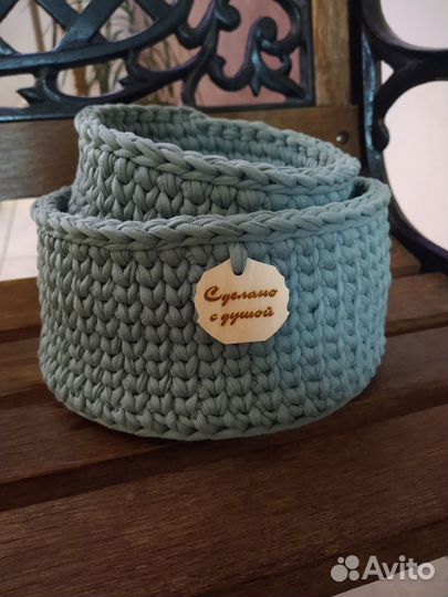 Вязанные корзинки