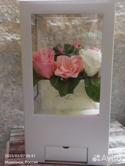 Букет из мыльных роз с подсветкой