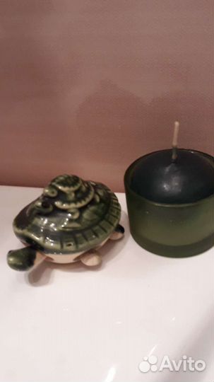 Статуэтка черепаха, подсвечник зеленый