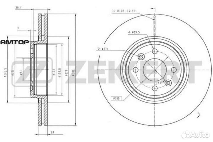 Zekkert BS5404 BS-5404 zekkert Диск торм. перед