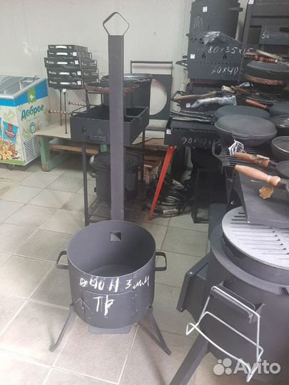 Печь на дровах на 16 литр чугунный казан