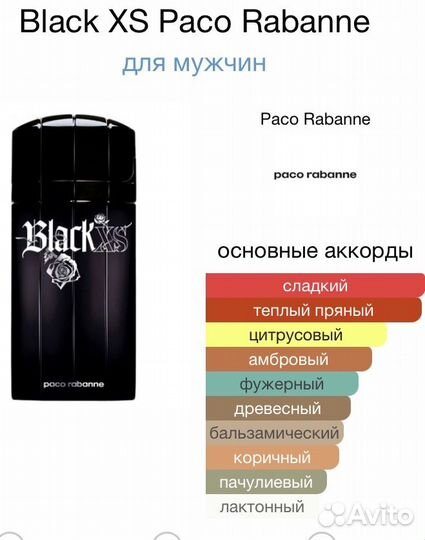 Парфюмерия мужская Paco rabanne Black XS