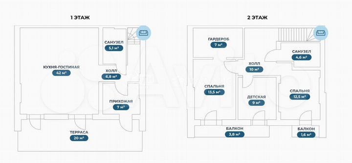 Таунхаус 96 м² на участке 1,5 сот.