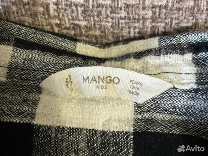 Рубашка клетчатая черно-белая Mango-kids