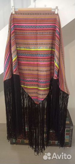 Бохо Этно Платок Косынка хлопок с бахромой