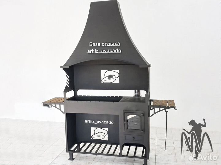 Мангал с печью под казан и вытяжкой