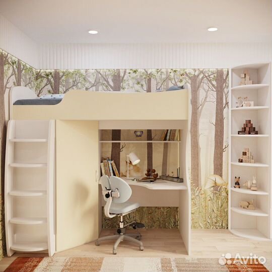 Кровать чердак со шкафом