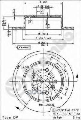 Диск тормозной задн. toyota camry (V1 ) 06/91