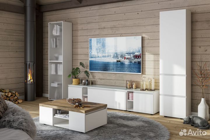 Гостиная стенка белая модули новая под ikea-стиль