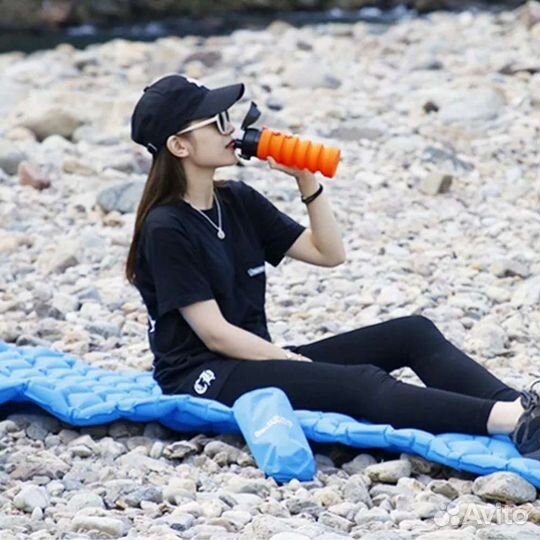 Туристический надувной матрасс подушкой