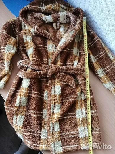 Халат банный, пушистый, травка на мальчика 3-5 лет