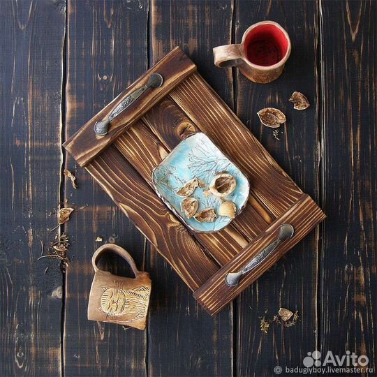 Поднос из дерева декор для подачи блюд фотофон
