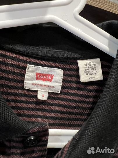 Мужское поло Levis шоколадного цвета в полоску, S