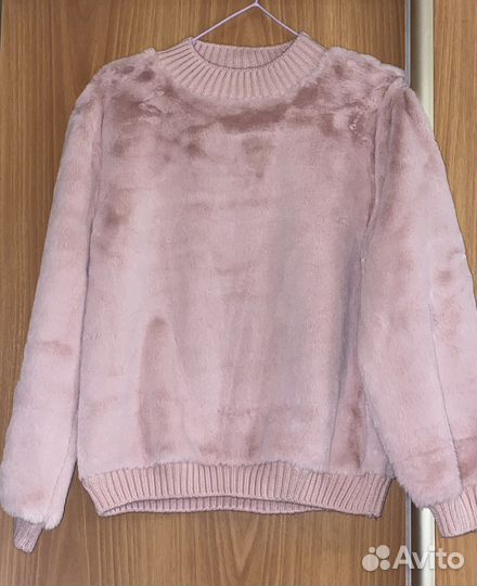 Пушистый свитер, розовый, на рост 164