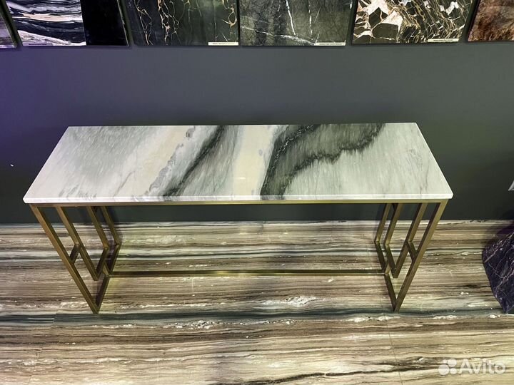 Консоль из нержавеющей стали и натурального камня