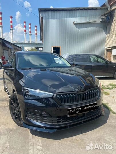 Сплиттер Skoda Rapid 2020+. Черный глянец