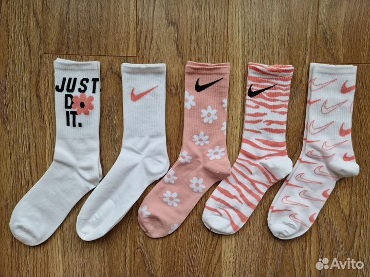 Nike Набор 5шт носки женские детские высокие 36-40