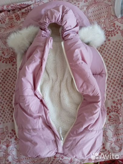 Зимний конверт на выписку и в коляску 62 р-р