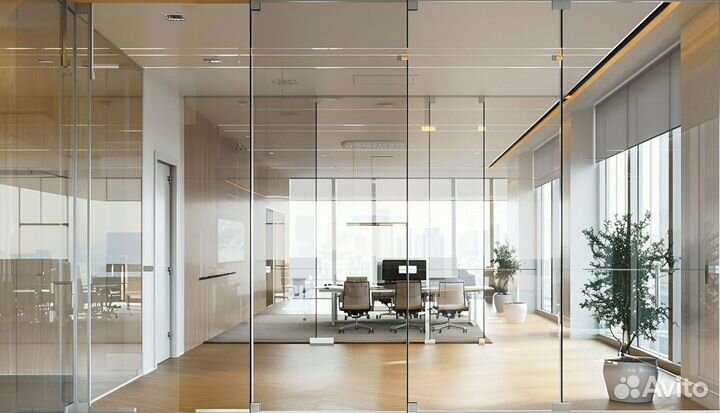 Стеклянные перегородки для зонирования