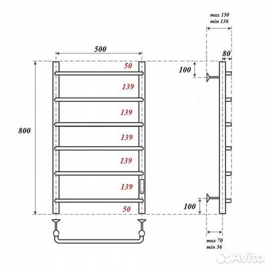 Полотенцесушитель Point PN08858 эл, хром