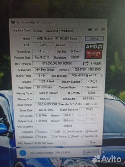 Видеокарта radeon rx560 4gb