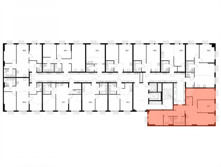 3-к. квартира, 80,1 м², 13/15 эт.