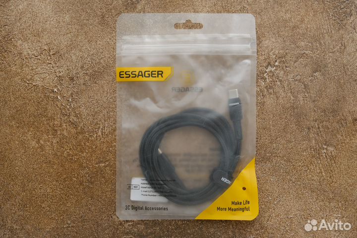 Кабель Essager 100w Type-C, 1 метр