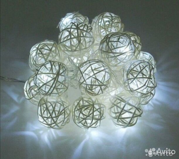 Гирдчнды для дома натуральный ротанг на батарейках